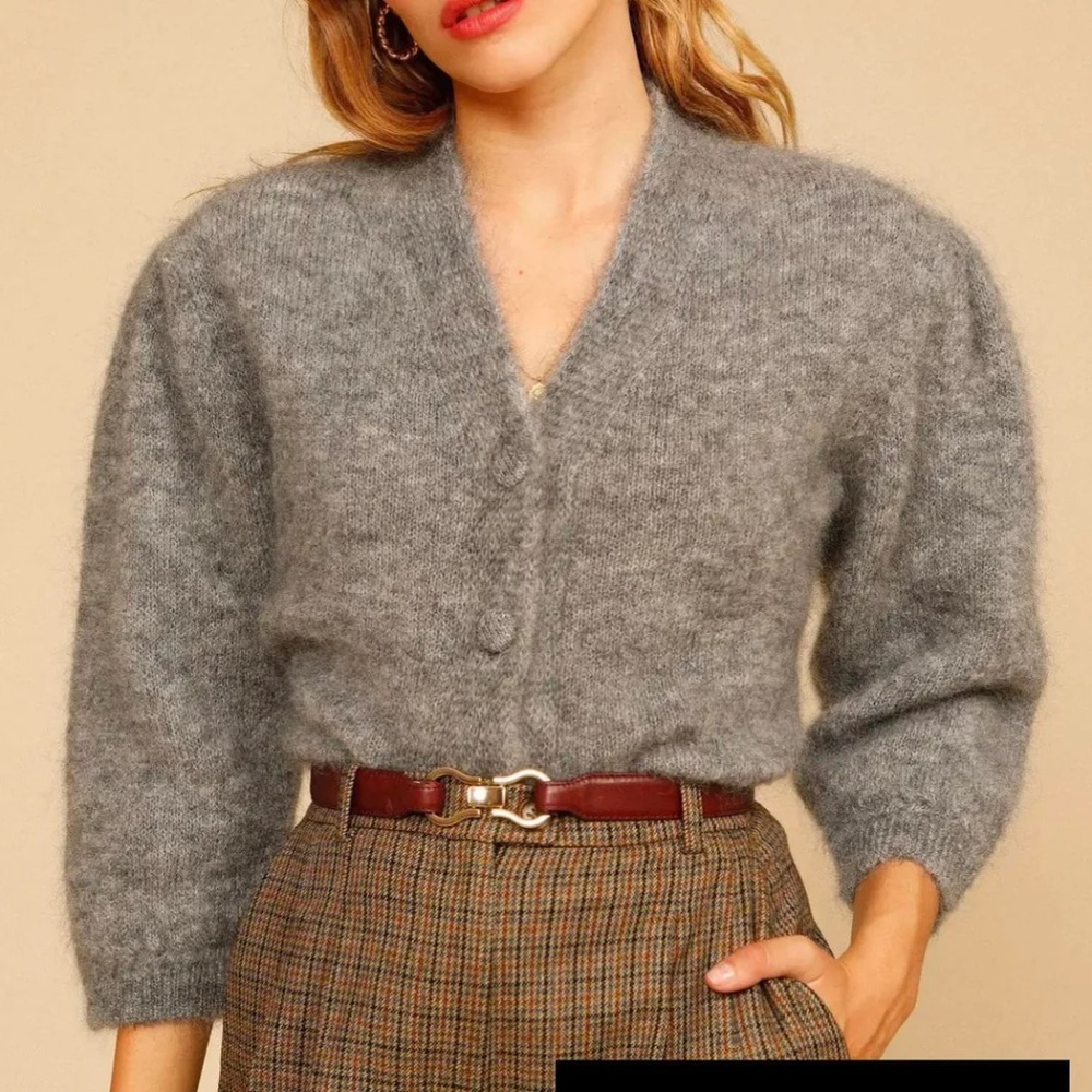 Rouje Nona Grey Mohair Cardigan, size FR38/US 4/S, EUC